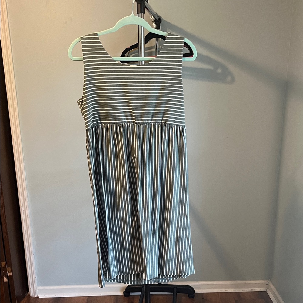 Striped Sleeveless Kids Dress - Black and White